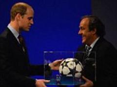 champions league final 2013: michel platini presents prince william with ball ahead of wembey showdown