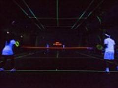 Roger Federer, Rafael Nadal, Maria Sharapova and Venus Williams play in glow-in-the-dark exhibition